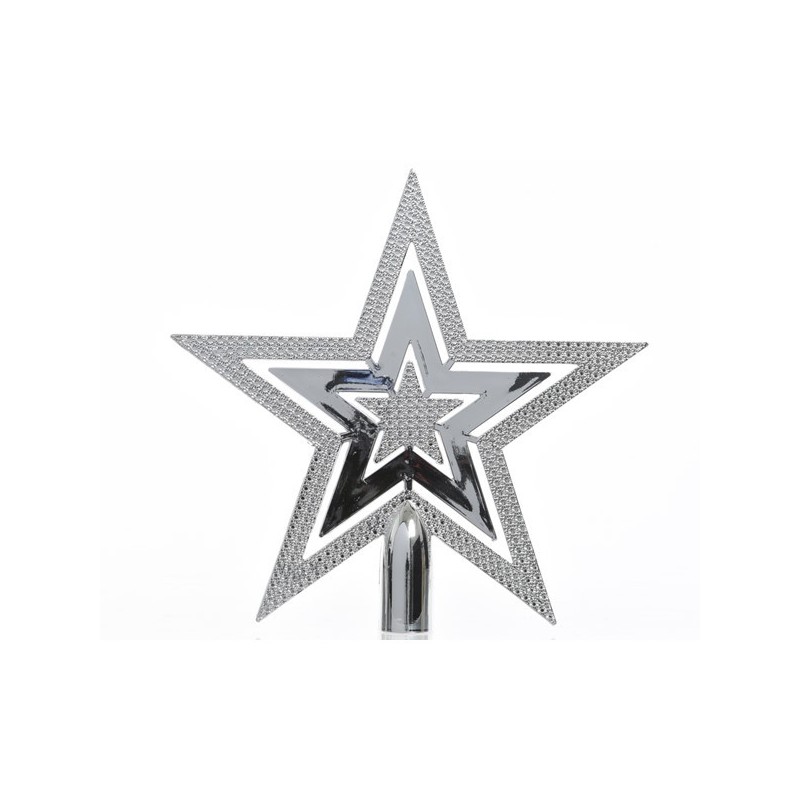 Gwiazda na choinkę srebrna z połyskiem 2,2x20x20cm - 1