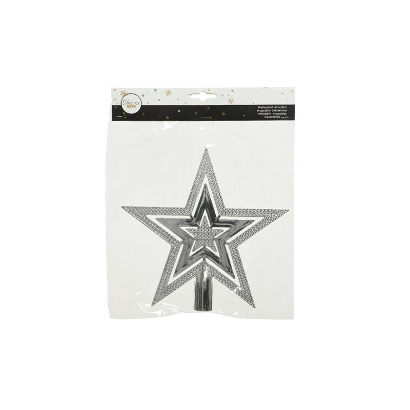 Gwiazda na choinkę srebrna z połyskiem 2,2x20x20cm - 2
