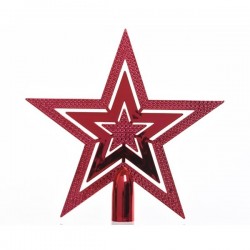 Gwiazda czubek na choinkę czerwona z połyskiem 20