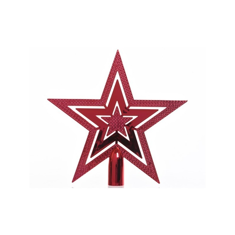 Gwiazda na choinkę czerwona z połyskiem 2,2x20x20cm - 1