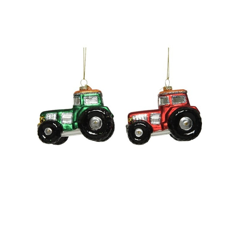 Bombka traktor czerwony/zielony 9,5x5,2x7cm - 1