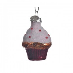 Bombka szklana słodka babeczka różowa muffin x1