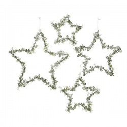 Zawieszka gwiazda metalowa z kwiatkami biało/ zielona 20x0,5cm - 1