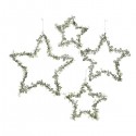 Zawieszka gwiazda metalowa z kwiatkami biało/ zielona 25x0,5cm - 1