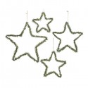Zawieszka gwiazda metalowa z igliwiem zielono / złota 20x05cm - 1