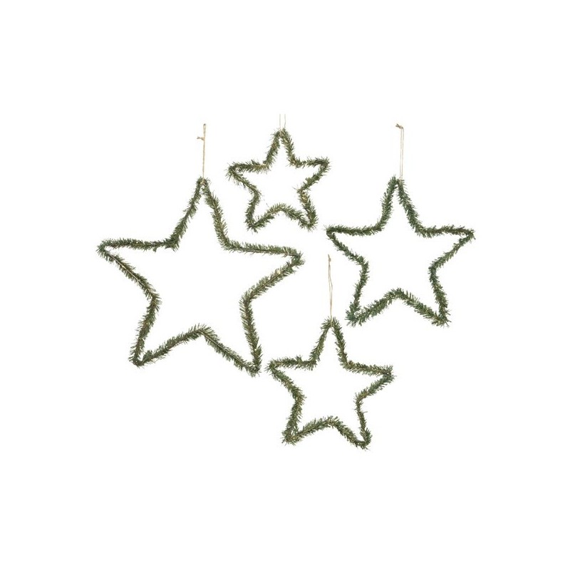 Zawieszka gwiazda metalowa z igliwiem zielono / złota 20x05cm - 1