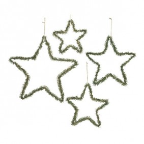 Zawieszka gwiazda metalowa z igliwiem zielono / złota 30x05cm - 1