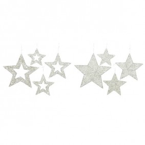 Zawieszka gwiazda metalowa biała z brokatem 30x05cm - 1