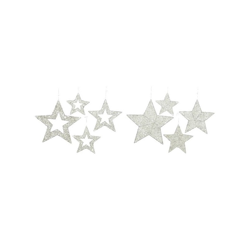 Zawieszka gwiazda metalowa biała z brokatem 40x05cm - 1