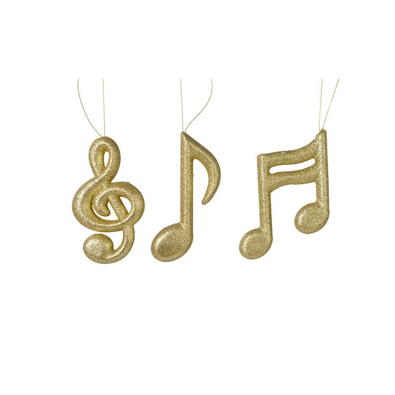 Nuta muzyczna świąteczna złota brokatowa ozdobna - 1