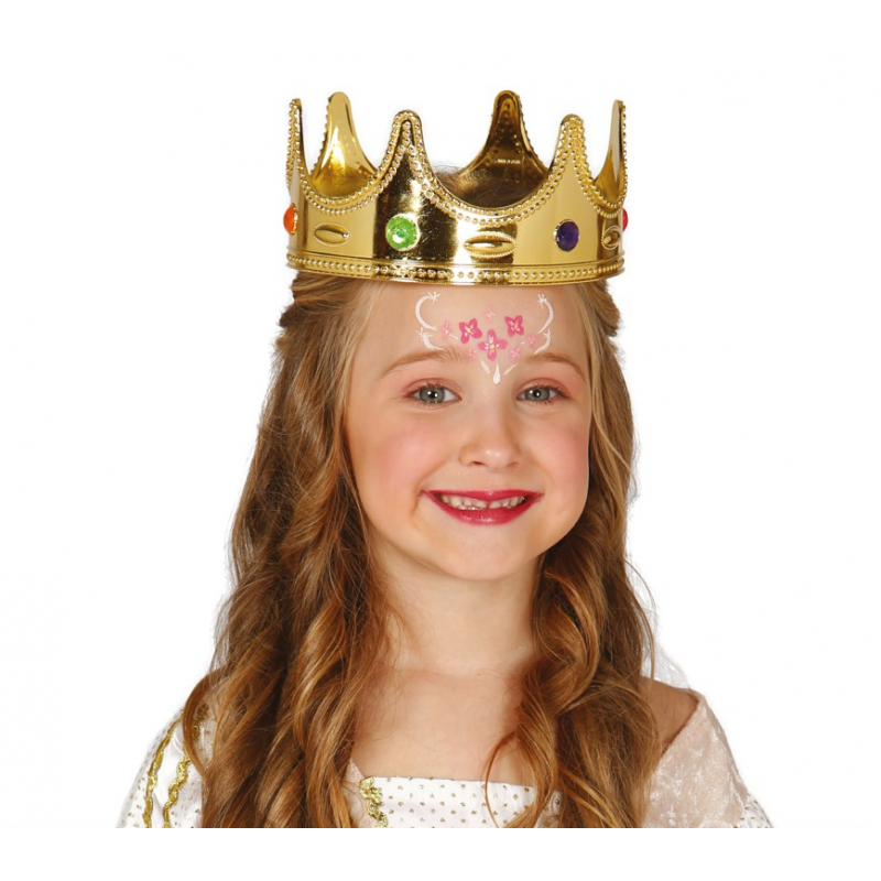 Korona królewska złota zdobiona kamykami dziecięca - 1