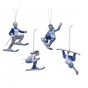Zawieszka ceramiczna narciarz/snowbordzista biało-niebieska 12cm - 2
