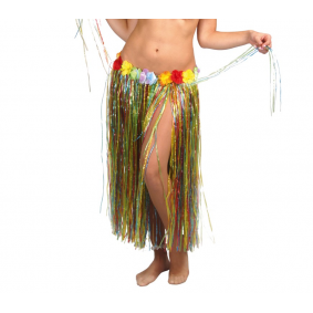 Spódnica hawajska z kwiatami kolorowa długa 75cm - 1