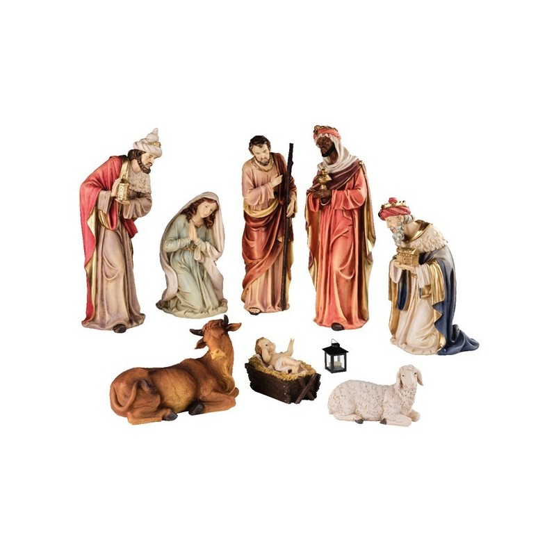 Figury do szopki Jezus, Maria, Józef, Trzej królowie, owca, krowa 8szt - 9