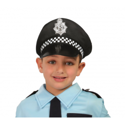 Czapka policjanta ze srebrną odznaką dla dzieci