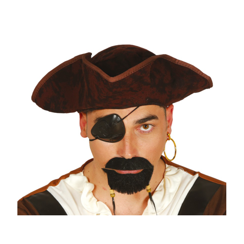 Kapelusz pirata piracka czapka brązowa materiałowa - 1