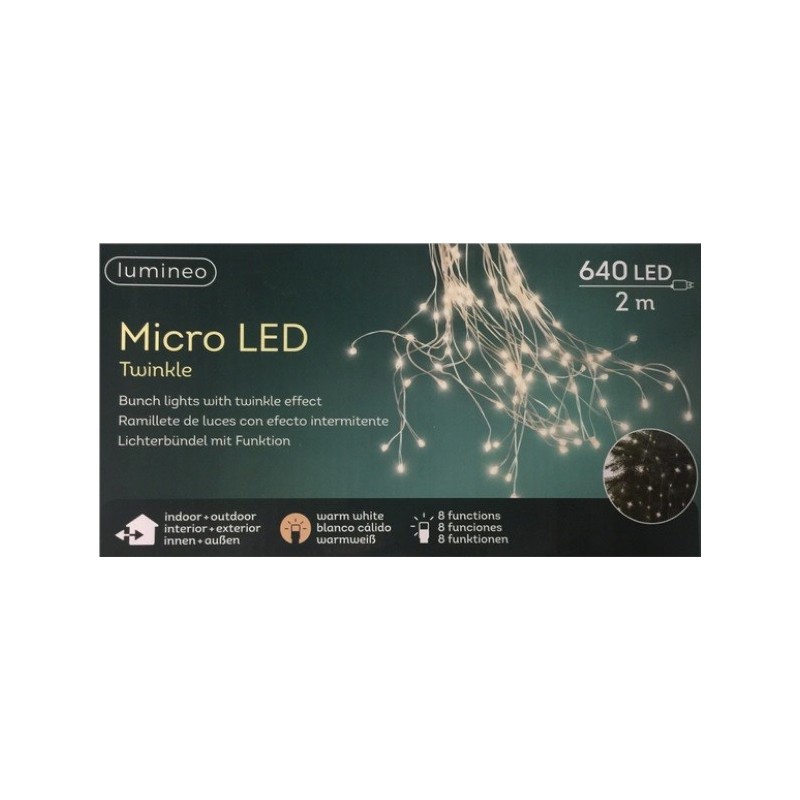 Lampki micro migające 640 led zew/wew ciepły biały 2m - 1