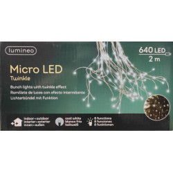 Lampki micro migające 640 led zew/wew zimny biały 2m