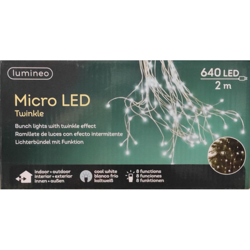 Lampki micro migające 640 led zew/wew zimny biały 2m - 1
