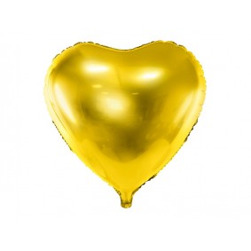 Balon foliowy metaliczny 60cm duże serce złote - 1