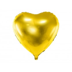 Balon foliowy metaliczny 60cm duże serce złote - 1