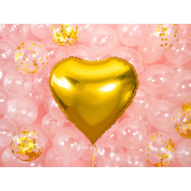 Balon foliowy metaliczny 60cm duże serce złote - 2