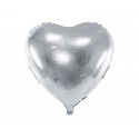 Balon foliowy metaliczny 60cm duże serce srebrne - 1