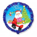 Balon foliowy okrągły18 Merry Christmas Mikołaj z prezentami - 1