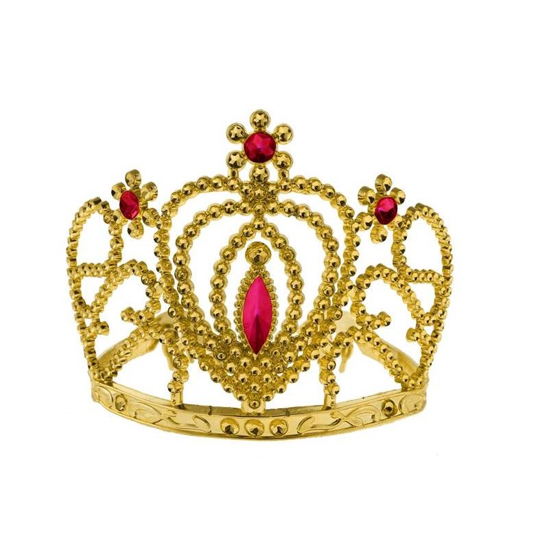 Diadem tiara z rubinami korona zdobiona złota - 1