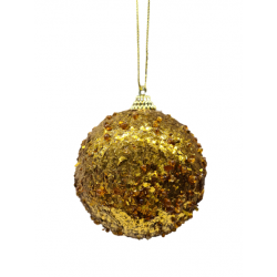 Bombka dekoracyjna złota 8cm brokatowa choinkowa
