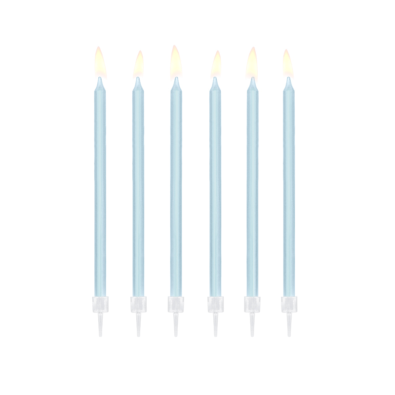 Świeczki urodzinowe gładkie jasny niebieski 14cm 12szt - 1