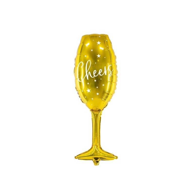 Balon foliowy na hel 81cm Kieliszek szampana złoty - 1