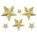 Gwiazdy papierowe złote dekoracja 6szt - 1