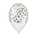 Balon transparentny konfetti srebrne 13&apos;/5szt - 1