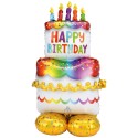 Balon foliowy duży urodzinowy tort tęczowy na hel - 1
