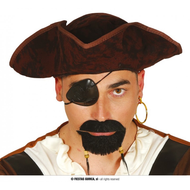 Komplet Sztuczne Wąsy i broda pirata czarne zestaw - 1