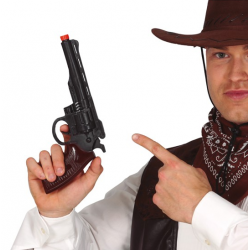 Pistolet kowbojski kowboja czarny atrapa do stroju