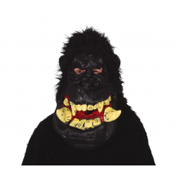 Maska włochaty goryl z zębami lateksowa czarna
