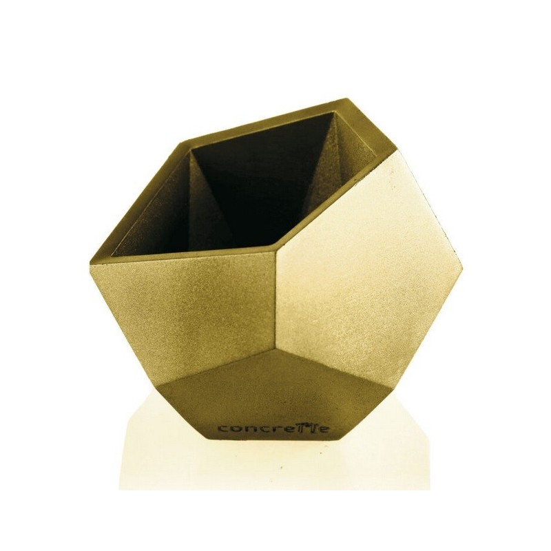Doniczka kwadratowa geometryczna XL złota - 1