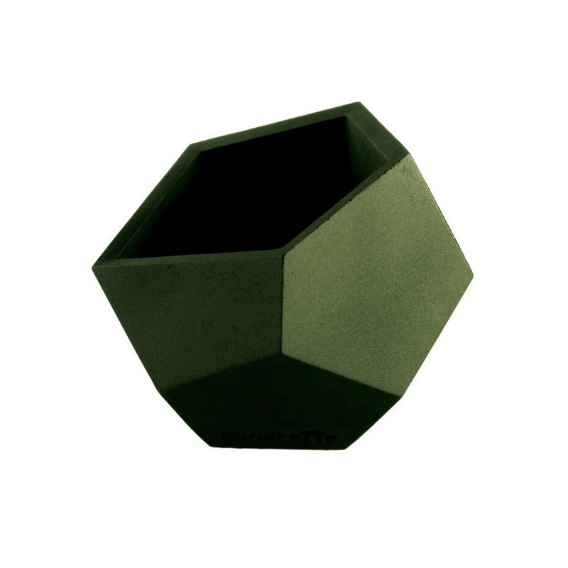 Doniczka kwadratowa geometryczna XL ciemnozielona - 1