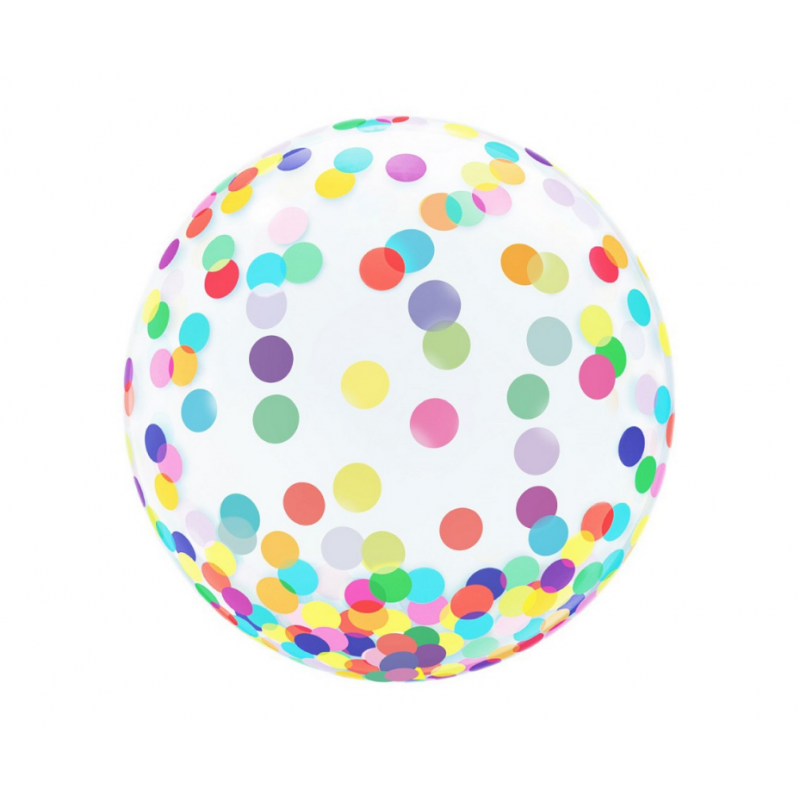 Balon okrągły kula w kolorowe kropki konfetti hel - 1