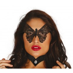 Maska ażurowa w kształcie motyla czarna koronkowa