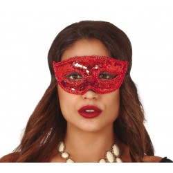 Maska karnawałowa na twarz z cekinami czerwona - 1