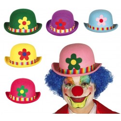 Kapelusz kolorowy czapka klauna Clowna z kwiatkiem