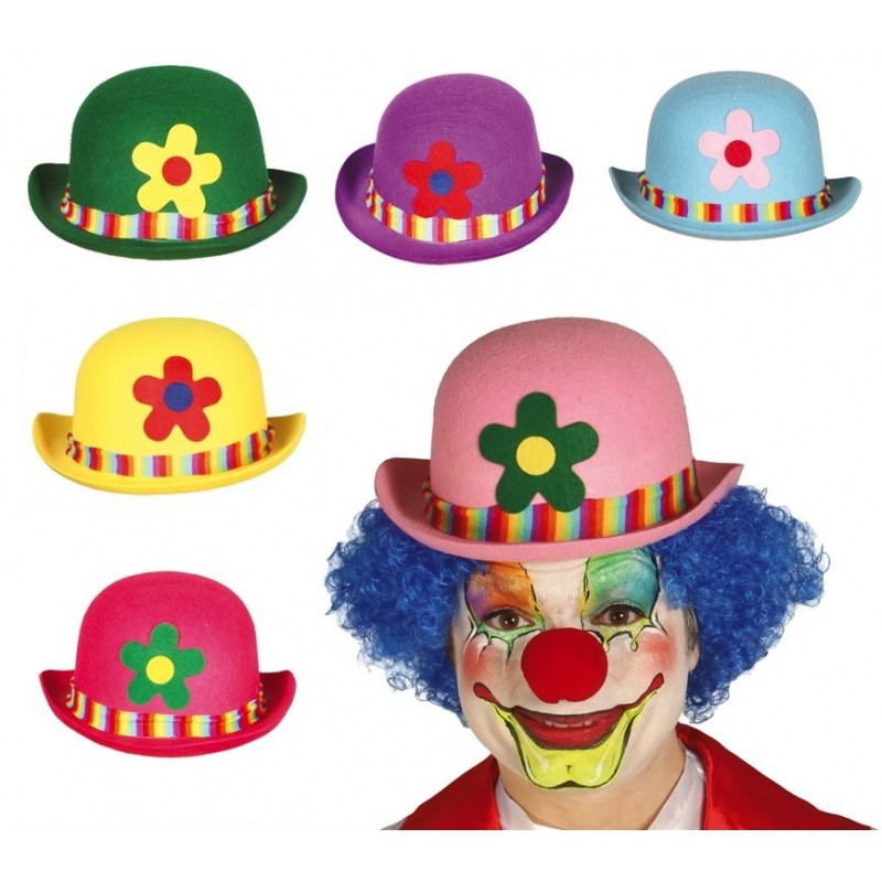 Kapelusz kolorowy czapka klauna Clowna z kwiatkiem - 1