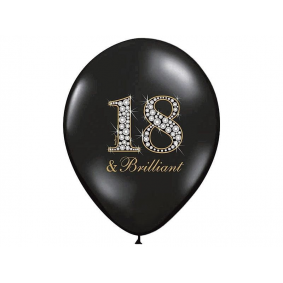 Balony lateksowe czarne z nadrukiem 18 urodziny - 1