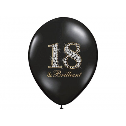 Balony lateksowe czarne z nadrukiem 18 urodziny