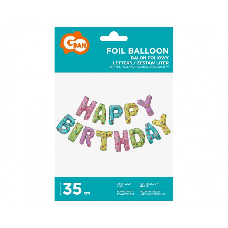 Balon foliowy urodzinowy zestaw literek tęczowy - 2