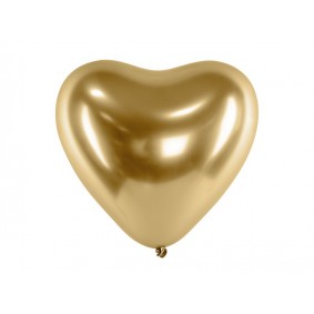 Balony 30cm glossy duże serca złote 50 szt - 1