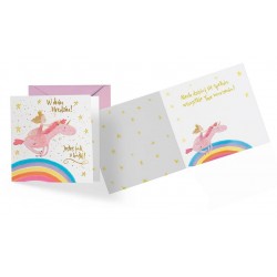 Kartka urodzinowa księżniczka i różowy jednorożec